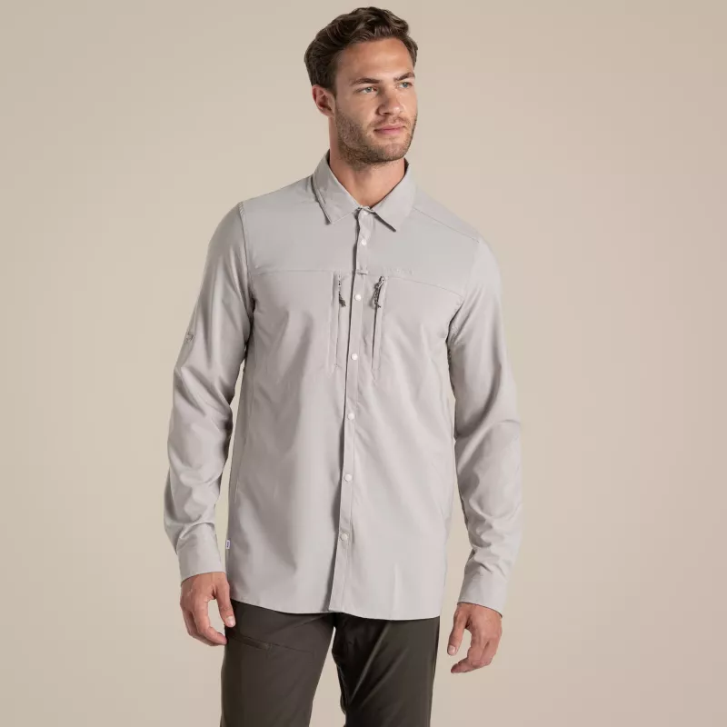 Craghoppers NosiLife Pro camicia manica lunga V - camicia da viaggio uomo, pergamena, taglia L
