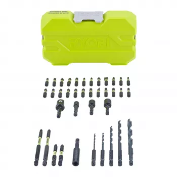 RYOBI set da 38 pezzi per forare e avvitare con punte HSS, per pietra e legno e inserti per avvitatore in acciaio S2 in valigetta