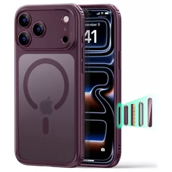 ESR Classic Hybrid custodia MagSafe per iPhone 17 Pro Max / 18 Pro Max – bordeaux scuro opaco