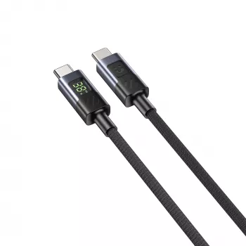 Cavo UNITEK USB-C a USB-C con indicatore LED di potenza 60W PD 480Mbps 1m intrecciato nero
