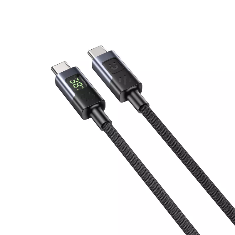 Cavo UNITEK USB-C a USB-C con indicatore LED di potenza 60W PD 480Mbps 1m intrecciato nero