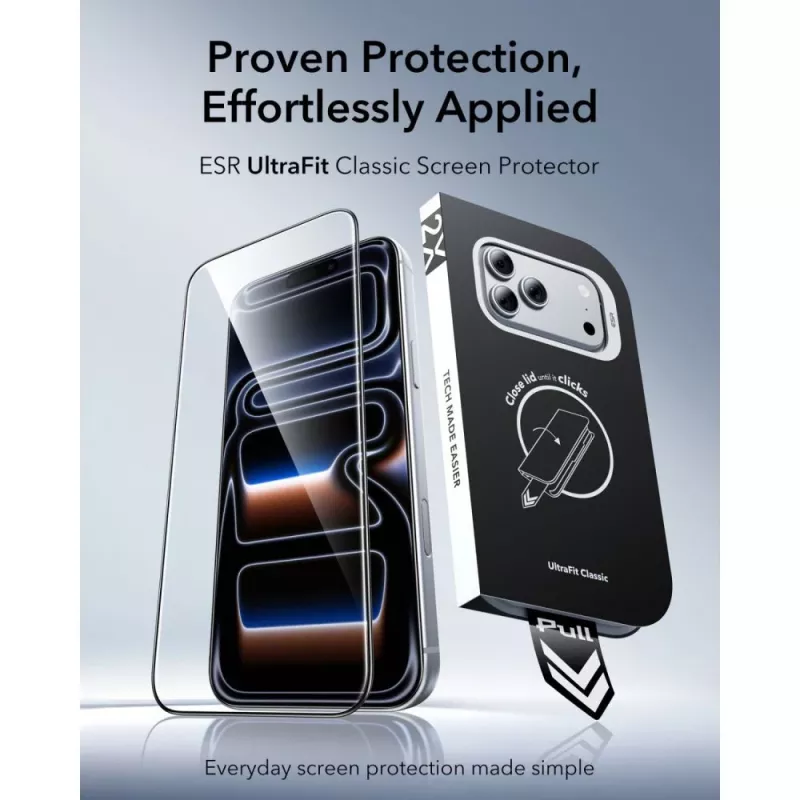 ESR UltraFit Classic protezione display vetro temperato confezione da 2 per iPhone 17 Pro Max / 18 Pro Max - nero