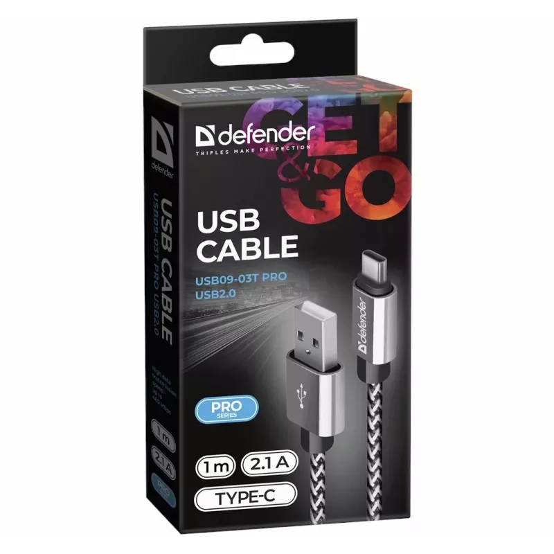 Defender cavo USB-A a USB-C 1,0 m 2,1 A bianco