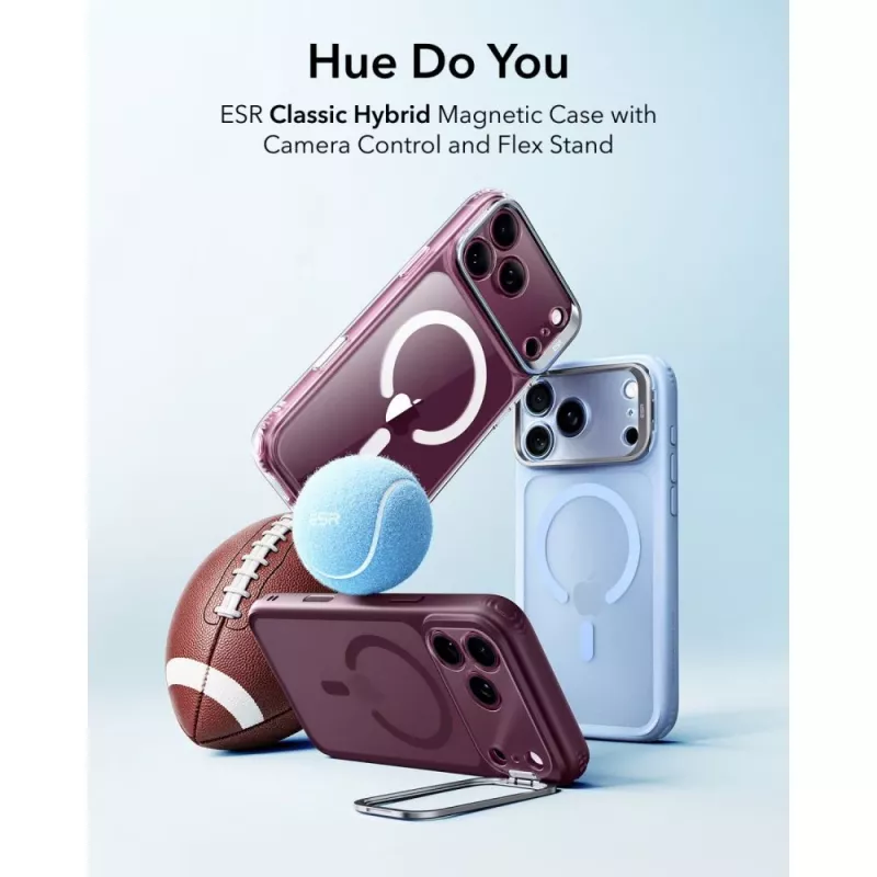 ESR Classic Hybrid Kickstand custodia MagSafe per iPhone 17 Pro / 18 Pro - bordeaux scuro opaco