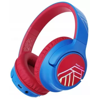 PowerLocus Bobo Kids cuffie wireless, LED, AUX, blu/rosso