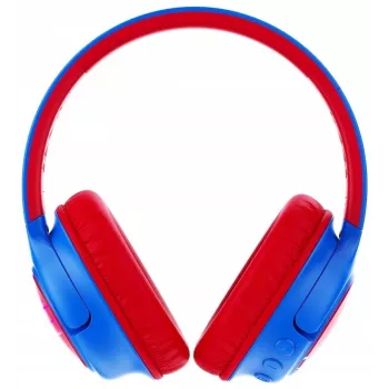 PowerLocus Bobo Kids cuffie wireless, LED, AUX, blu/rosso