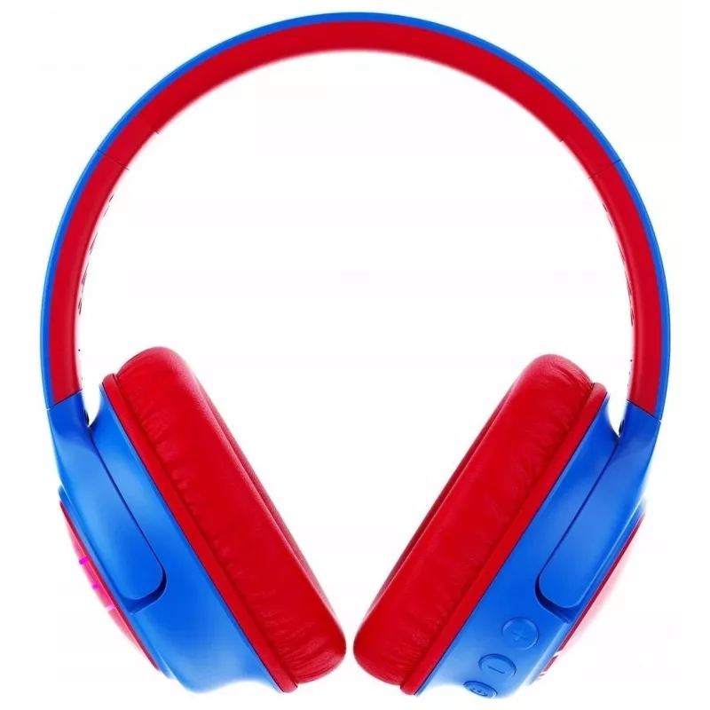 PowerLocus Bobo Kids cuffie wireless, LED, AUX, blu/rosso