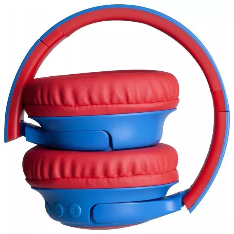 PowerLocus Bobo Kids cuffie wireless, LED, AUX, blu/rosso