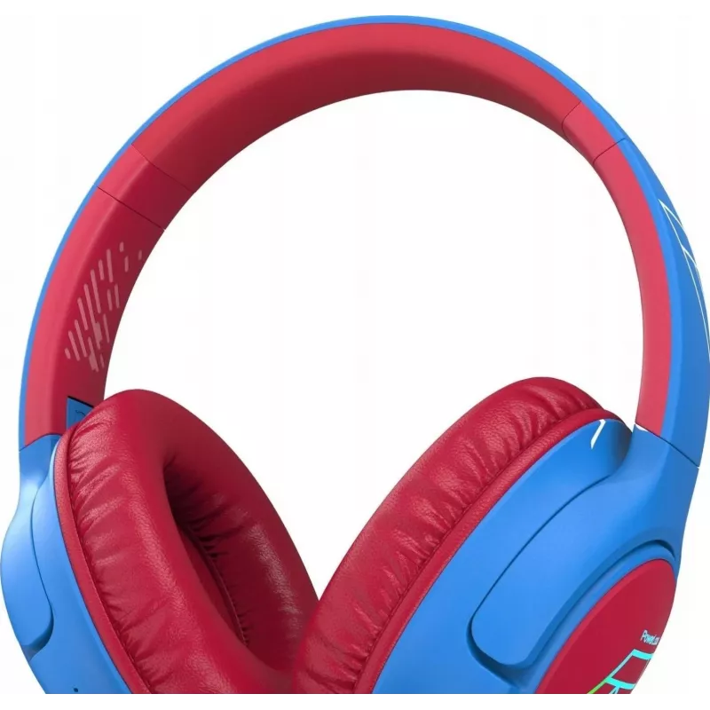 PowerLocus Bobo Kids cuffie wireless, LED, AUX, blu/rosso