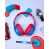 PowerLocus Bobo Kids cuffie wireless, LED, AUX, blu/rosso
