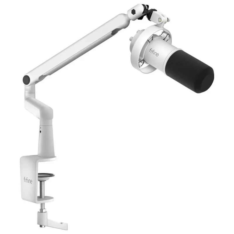 FIFINE T688W Microfono dinamico con braccio orientabile, USB/XLR, Bianco