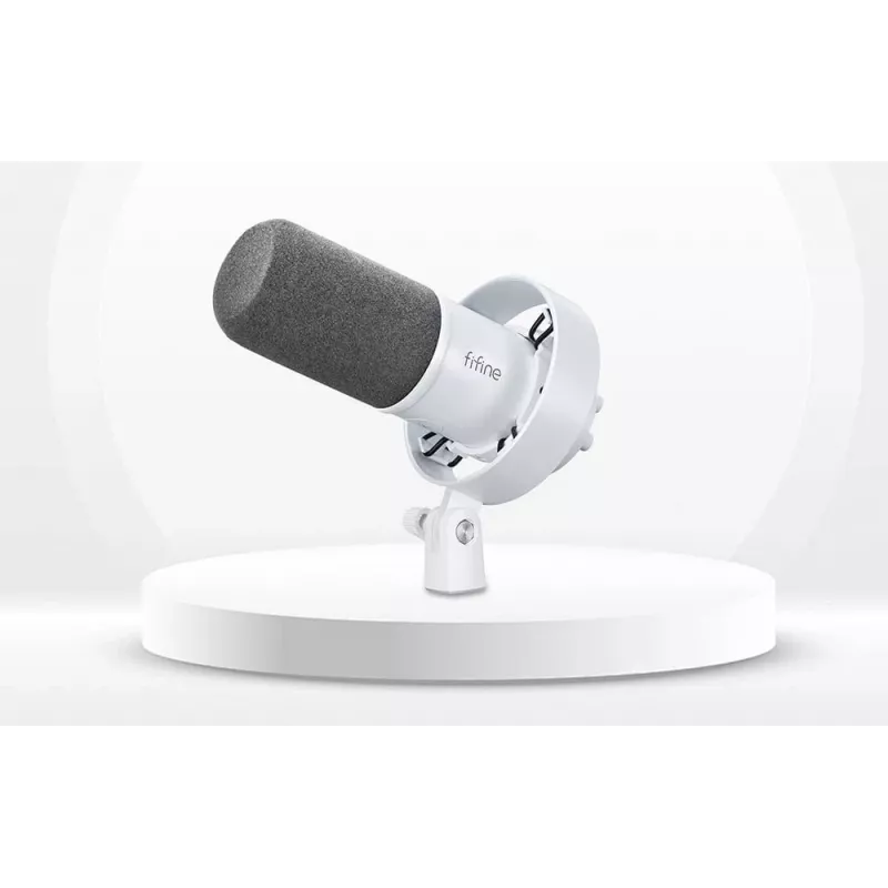 FIFINE T688W Microfono dinamico con braccio orientabile, USB/XLR, Bianco