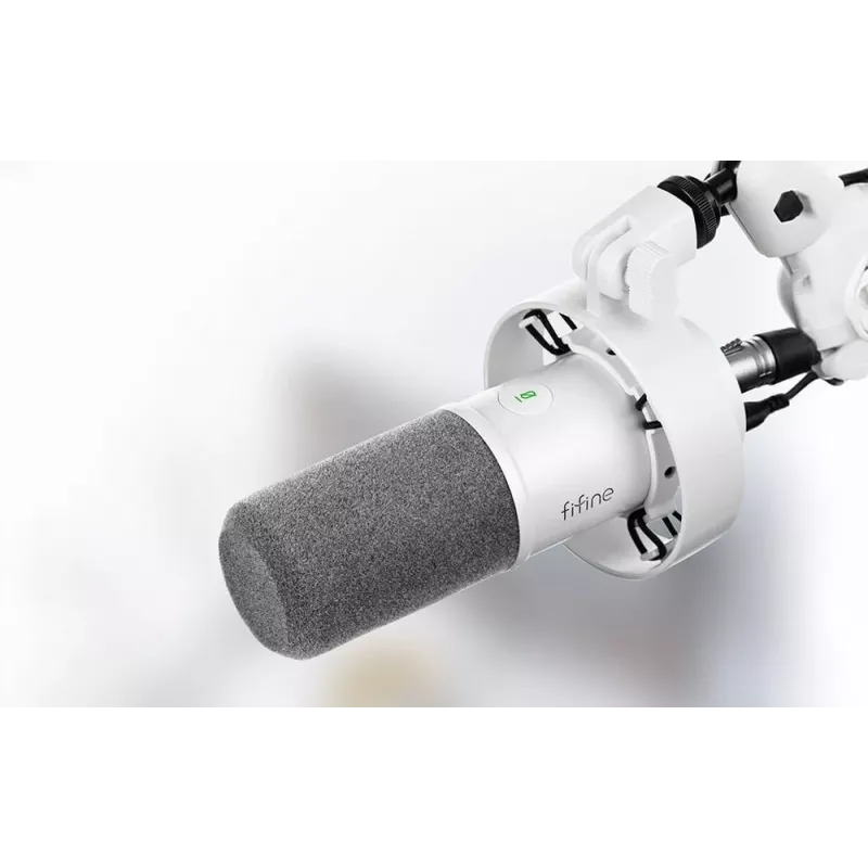 FIFINE T688W Microfono dinamico con braccio orientabile, USB/XLR, Bianco