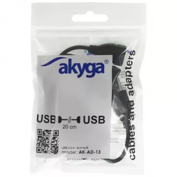 AKYGA AK-AD-13 hub USB 2.0 a 4 porte, nero
