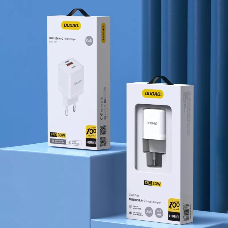 DUDAO A13Pro EU GaN 33W PPS caricabatterie da parete USB-C/USB - bianco