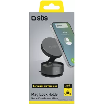 SBS TESUPSUCTIONMAG supporto da tavolo magnetico a ventosa per smartphone, nero