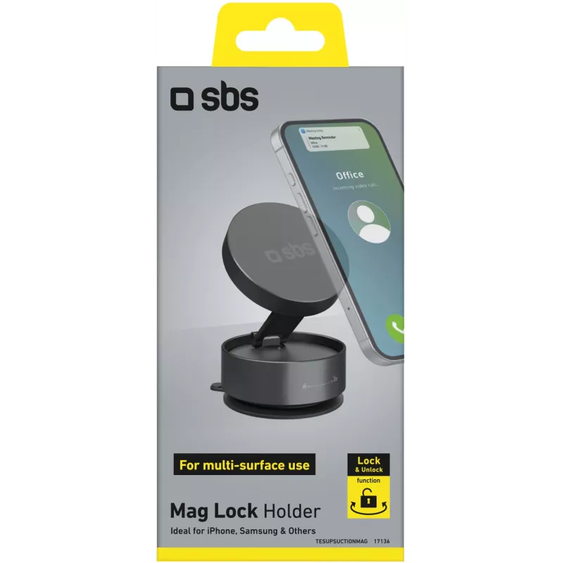 SBS TESUPSUCTIONMAG supporto da tavolo magnetico a ventosa per smartphone, nero