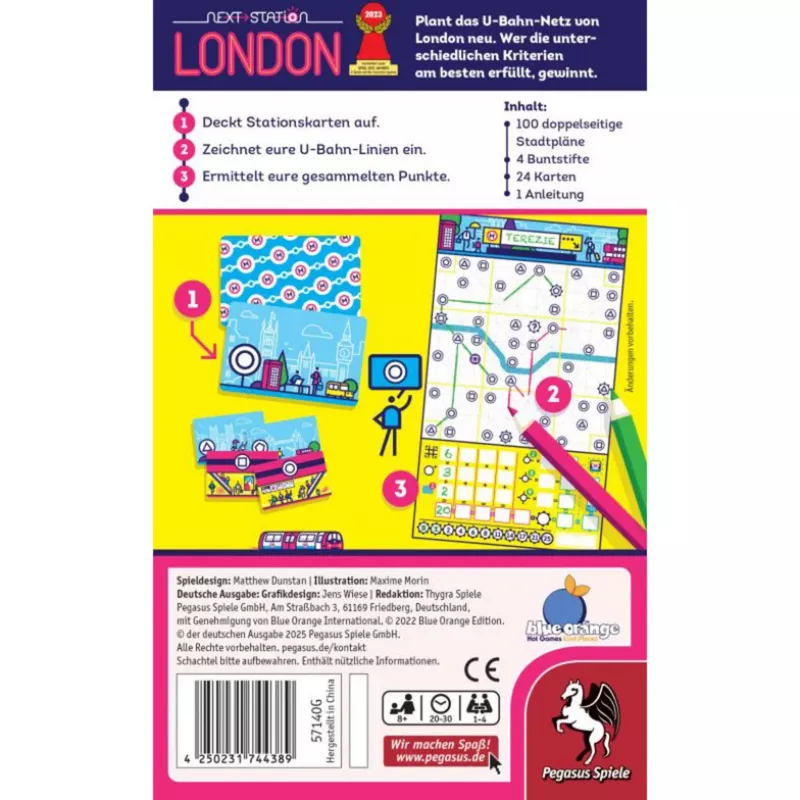 PEGASUS Next Station London – gioco da tavolo Flip-and-Write, 1–4 giocatori, dagli 8 anni