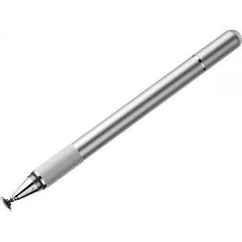 Baseus Golden Cudgel penna per touchscreen capacitivi, doppia punta con disco trasparente e fibra conduttiva, argento