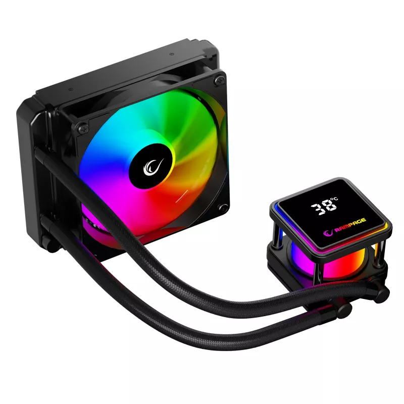 Rampage INFINITE V120 dissipatore CPU a liquido ARGB 120mm con display della temperatura, nero