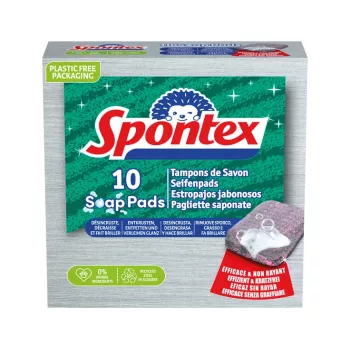Spontex Pagliette in lana d'acciaio con 30% di sapone, confezione da 10