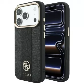 Guess 4G Stripe Round and Classic Logos custodia MagSafe per Apple iPhone 18 Pro / 17 Pro - nero