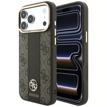 Custodia MagSafe Guess 4G Stripe Round and Classic Logos per iPhone 18 Pro / 17 Pro - Marrone