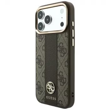 Custodia MagSafe Guess 4G Stripe Round and Classic Logos per iPhone 18 Pro / 17 Pro - Marrone