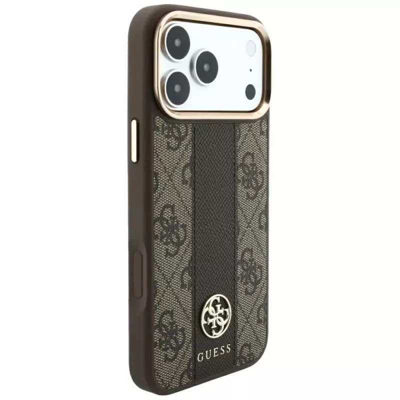 Custodia MagSafe Guess 4G Stripe Round and Classic Logos per iPhone 18 Pro / 17 Pro - Marrone