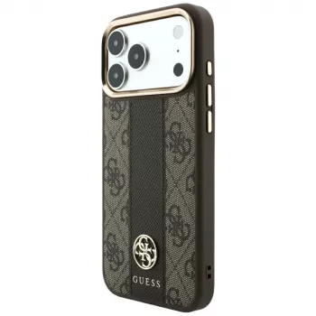 Custodia MagSafe Guess 4G Stripe Round & Classic Logos per iPhone 18 Pro Max / 17 Pro Max - marrone
