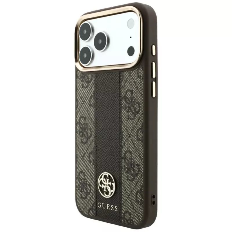 Custodia MagSafe Guess 4G Stripe Round & Classic Logos per iPhone 18 Pro Max / 17 Pro Max - marrone