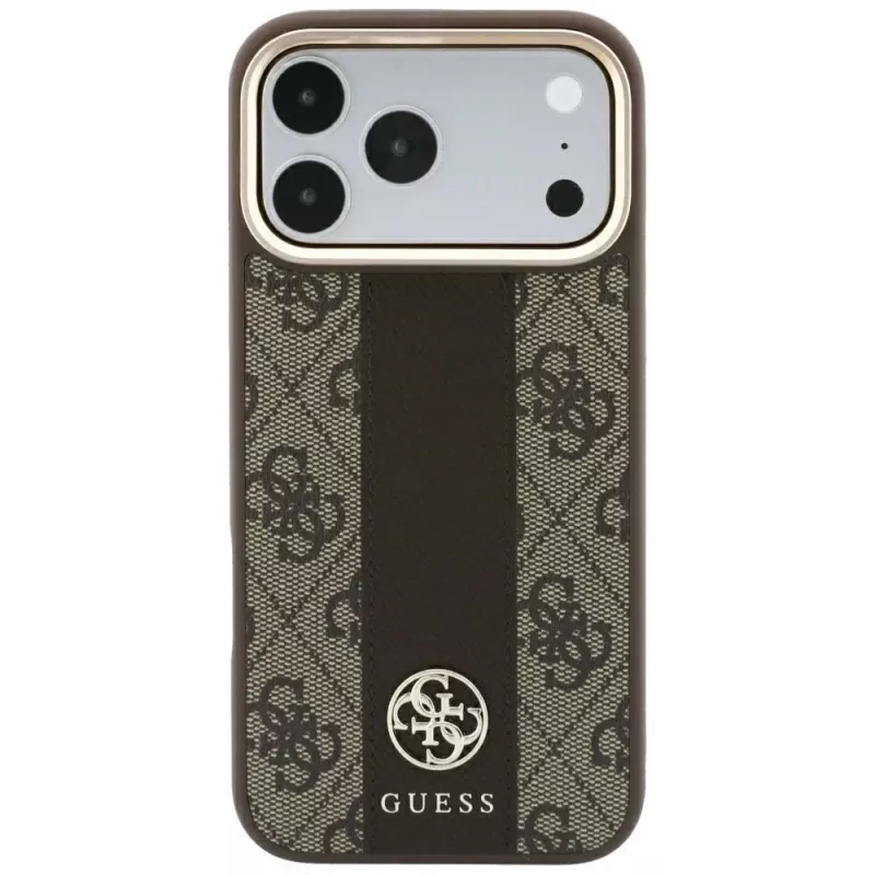 Custodia MagSafe Guess 4G Stripe Round & Classic Logos per iPhone 18 Pro Max / 17 Pro Max - marrone