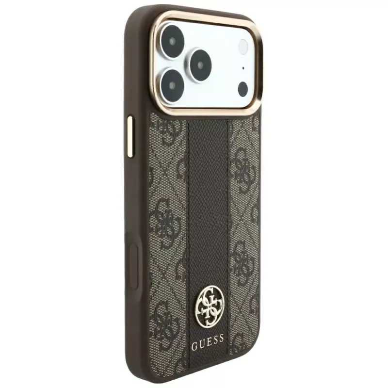 Custodia MagSafe Guess 4G Stripe Round & Classic Logos per iPhone 18 Pro Max / 17 Pro Max - marrone