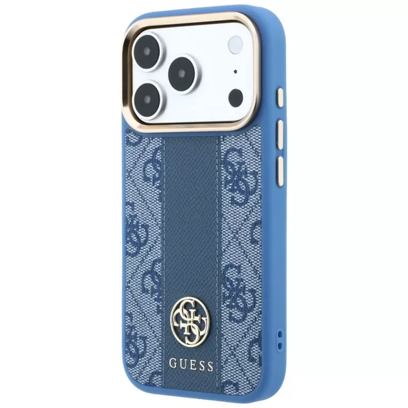 Custodia MagSafe Guess 4G Stripe Round Classic Logos per iPhone 18 Pro Max / 17 Pro Max - blu