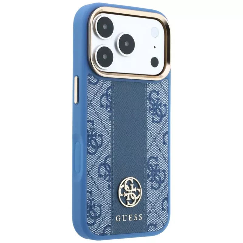 Custodia MagSafe Guess 4G Stripe Round Classic Logos per iPhone 18 Pro Max / 17 Pro Max - blu