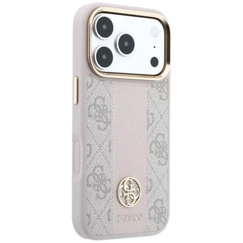 Custodia MagSafe Guess 4G Stripe Round & Classic Logos per iPhone 18 Pro / 17 Pro - rosa