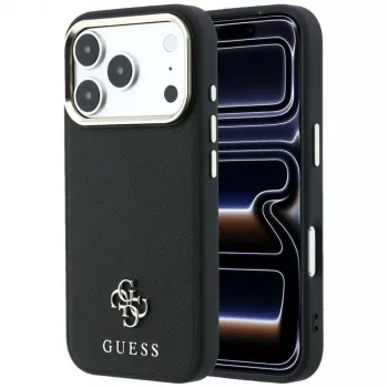Custodia MagSafe Guess Saffiano Small 4G & Classic Logo per Apple iPhone 17 Pro Max / 18 Pro Max - nero