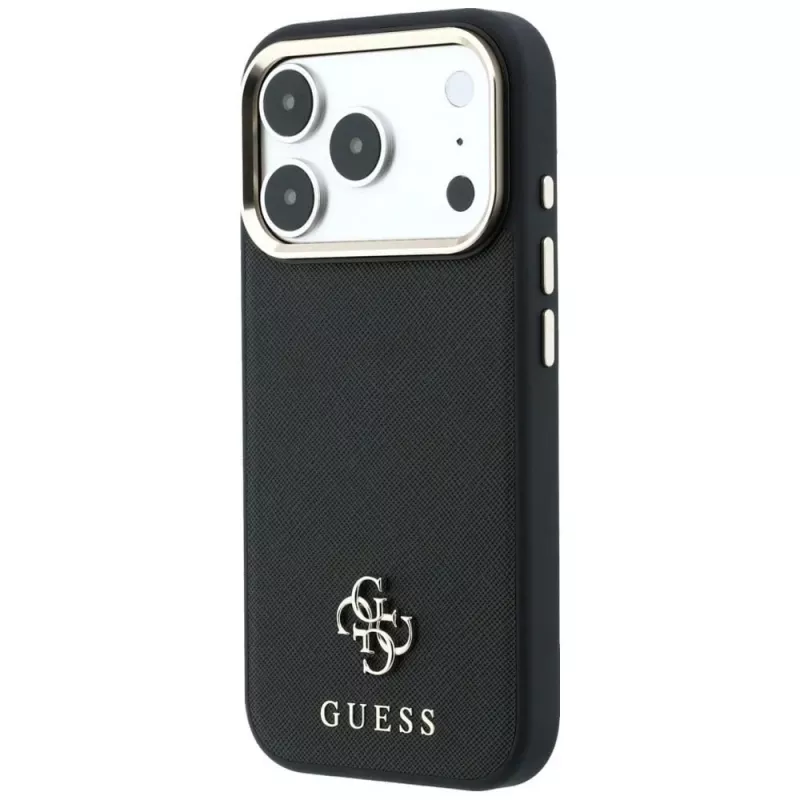 Custodia MagSafe Guess Saffiano Small 4G & Classic Logo per Apple iPhone 17 Pro Max / 18 Pro Max - nero