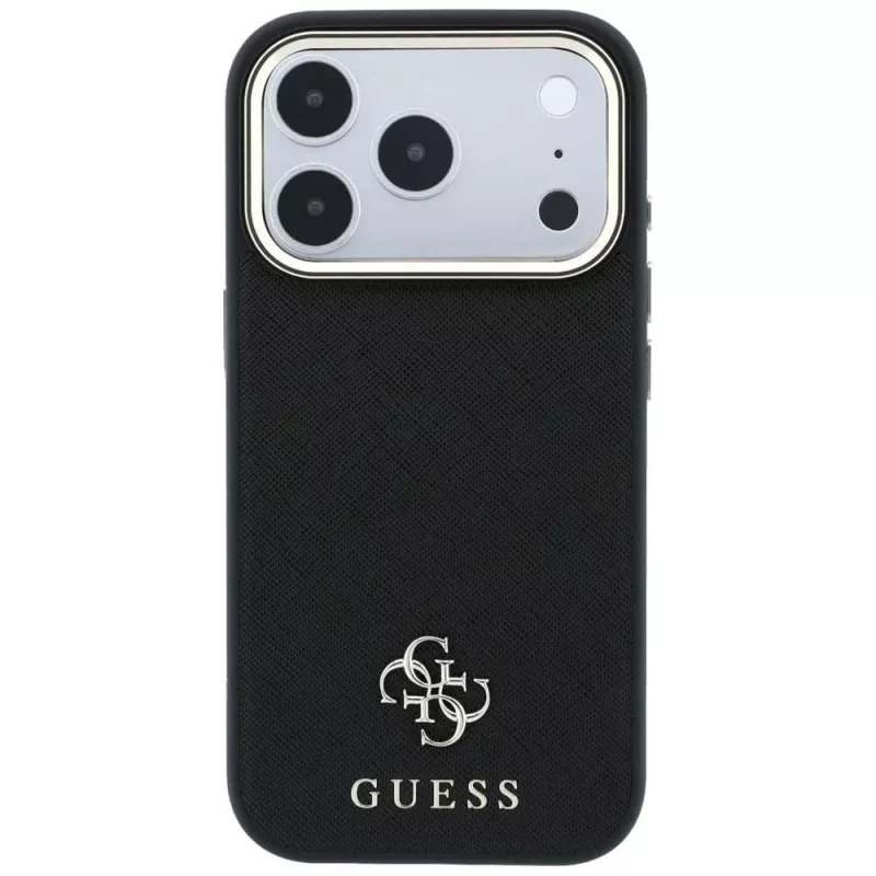 Custodia MagSafe Guess Saffiano Small 4G & Classic Logo per Apple iPhone 17 Pro Max / 18 Pro Max - nero