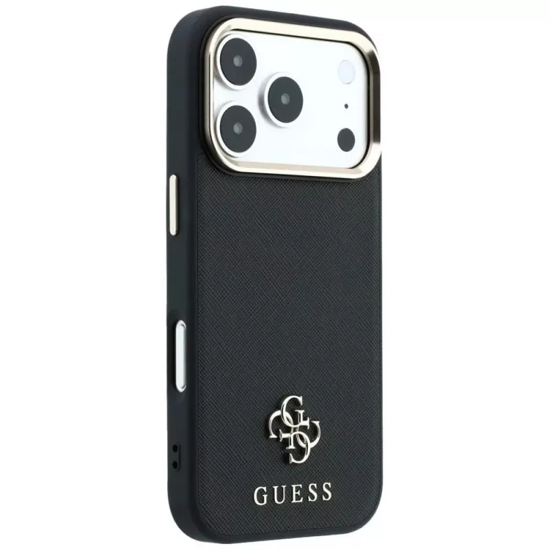 Custodia MagSafe Guess Saffiano Small 4G & Classic Logo per Apple iPhone 17 Pro Max / 18 Pro Max - nero