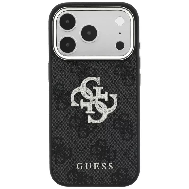 Custodia Guess 4G & Big Strass Logo per iPhone 17 Pro Max / 18 Pro Max - nero