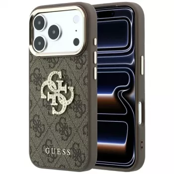 Cover posteriore GUESS 4G & Big Strass Logo per Apple iPhone 17 Pro Max / 18 Pro Max - Marrone