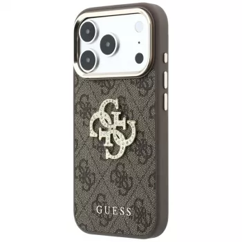 Cover posteriore GUESS 4G & Big Strass Logo per Apple iPhone 17 Pro Max / 18 Pro Max - Marrone