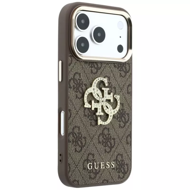 Cover posteriore GUESS 4G & Big Strass Logo per Apple iPhone 17 Pro Max / 18 Pro Max - Marrone