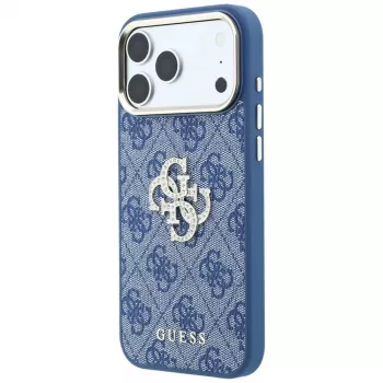 Custodia rigida GUESS 4G & Big Strass Logo per iPhone 18 Pro / 17 Pro - blu