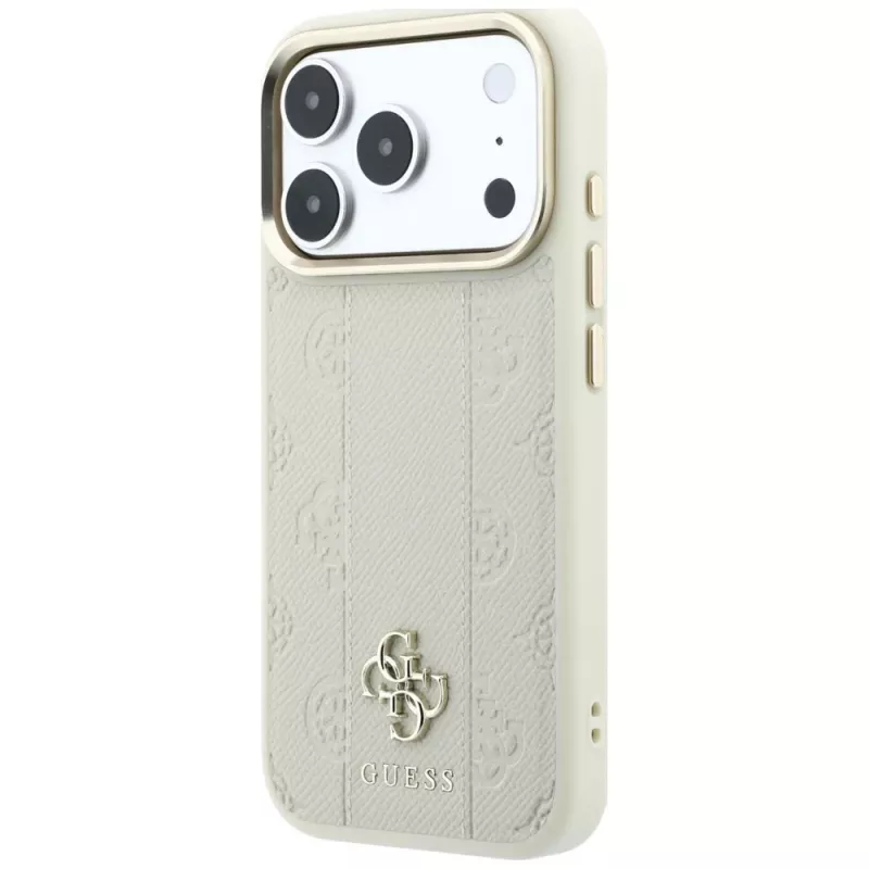 Custodia MagSafe Guess Stripe Peony 4G Logo per Apple iPhone 18 Pro / 17 Pro - beige
