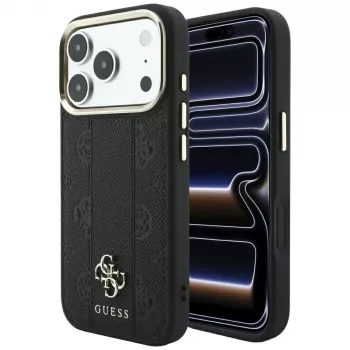 Custodia MagSafe Guess Stripe Peony 4G Logo per Apple iPhone 18 Pro / 17 Pro - nero