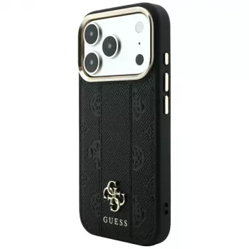 Custodia MagSafe Guess Stripe Peony 4G Logo per Apple iPhone 18 Pro / 17 Pro - nero
