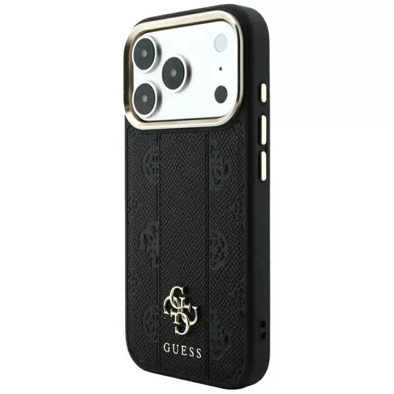 Custodia MagSafe Guess Stripe Peony 4G Logo per Apple iPhone 18 Pro / 17 Pro - nero