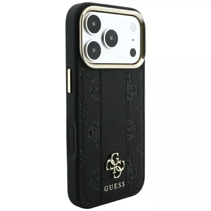 Custodia MagSafe Guess Stripe Peony 4G Logo per Apple iPhone 18 Pro / 17 Pro - nero